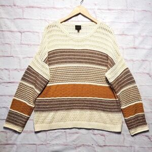 MOD Lusive Crochet Knit Sweater Large Boho Cottagecore Fairy Metallic Striped‎